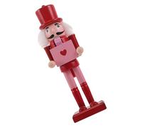 Ipetboom Valentine's Day Wooden Nutcracker Desktop Ornament with Pink Heart - 10-inch Small Heart Nutcracker for Valentine Decor and Seasonal Party Decoration