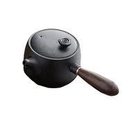 Ipetboom Vintage Black Teapot with Non Skid Heat Resistant Handle Kung Fu Style for Office and Household Use Sturdy Pottery with Elegant Insulated Grip Home Decor Gift