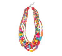 Ipetboom Vintage Boho Layered African Necklace for Women Coconut Shell Wooden Beaded Choker Exaggerated Ethnic Design Stylish Long Multi-strand Jewelry for Parties and Travel