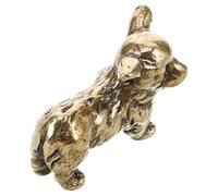 Ipetboom Vintage Brass Corgi Figurine Miniature Dog Decor Sturdy Solid Brass Craft Statue Desktop Ornament with Detailed Retro Animal Design Compact Home Decoration