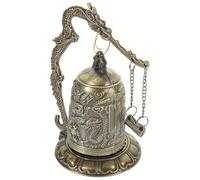 Ipetboom Vintage Bronze Alloy Dragon Pattern Tabletop Chime Decoration Strike Bell Ornament for Home and Office Retro Style Chinoiserie Decor