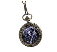 Ipetboom Vintage Bronze Pocket Watch Retro Chain Classic Ghost Style Men's Pocket Watch Suitable for Collectors and Everyday Use