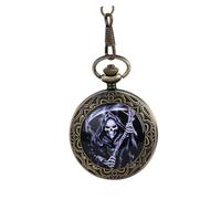 Ipetboom Vintage Bronze Pocket Watch with Classic Thick Chain Mechanical Movement Timepiece Featuring Roman Numerals Dial Alloy Material Elegant Men Fathers Day Birthdays Anniversaries