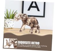 Ipetboom Vintage Bronze Resin Elephant Statue Ornament Tabletop Figurine Home Decor Accent for Office Living Hotel Animal Adornment Symbolizing Fortune and Wealth