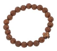 Ipetboom Vintage Coffee Color Cross Bead Bracelet with Imitation Wood Rose Beads, Religious Rosary Bracelet for Men and Women, Catholic Faith Jewelry for Daily Wear