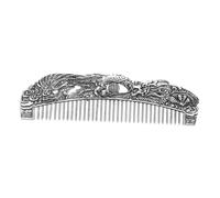 Ipetboom Vintage Dragon Phoenix Carved Metal Comb for Hair Grooming and Decoration Alloy Construction Retro Style Pocket Comb for Women and Men Travel and Gift Accessory in Silver