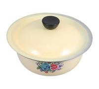 Ipetboom Vintage Enamel Food Storage Bowls with Lids Multiuse Kitchen Mixing Bowls for Dough Kneading Fruit Washing and Seasoning Rustic Design for Traditional Cooking and Salad Preparation