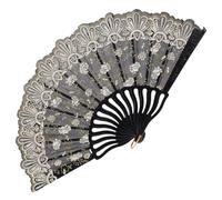 Ipetboom Vintage Hand Folding Fan Small Lightweight Lace Decorative Handheld Fan for Stage Dance Performance and Tea Party Compact Portable Traditional Accessory for Women