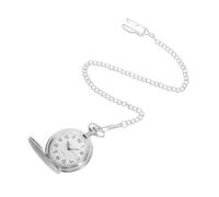 Ipetboom Vintage Hand Wind Mechanical Pocket Watch with Chain for Men and Women Classic Engraved Design Arabic Numerals Precise Display Scratch-Resistant Metal Finish Large Silver Pattern