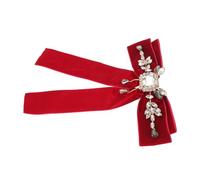 Ipetboom Vintage Rhinestone Bow Brooch Pin for Women, Sparkly Wine Red Lapel Pin with Ribbon Design, Elegant Coat and Scarf Accessory for Evening and Wedding Wear