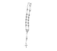 Ipetboom Vintage Rosary Bracelet with Cross Jesus Pendant Adjustable Titanium Steel Bead Wrist Chain for Men and Women Durable Religious Jewelry Gift