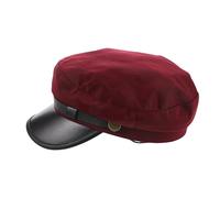 Ipetboom Vintage Wine Red Women Fiddler Cap British Flat Top Fisherman Hat Sewn Baker Boy Beret for Costume Parties Casual Chic Accessory