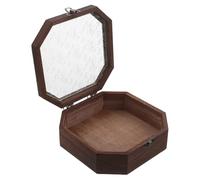 Ipetboom Vintage Wooden Jewelry Box Organizer with Rustic Floral Glass Lid Decorative Earring and Ring Storage Chest Flip-top Dustproof Trinket Holder for Collectors and Giving