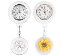 Ipetboom Watches Not Easy to Break Digital Fob Clip-on Nurse 2pcs Pocket Retractable Quartz Metal Glass Design Convenient to Read Time and for Nurses and Healthcare Professionals