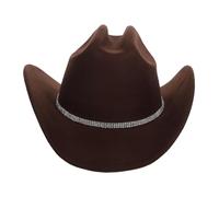 Ipetboom Western Cowboy Hat for Women and Men Lightweight Felt Jazz Party Headgear with Rhinestone Band Breathable Summer Outdoor Accessory for Country Events and Themed Celebrations Brown