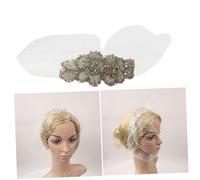 Ipetboom White Mesh Headdress with Handmade Diamond Decor Lightweight Retro Veil Hair Accessory for Women Elegant Bridal and Party Headwear