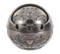 Ipetboom Windproof Metal Ashtray with Lid Small Round Portable Ash Tray for Patio and Car Use Bronze Rose Colour Covered Design