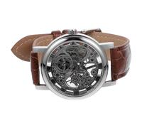 Ipetboom Winner Fashion Men's Manual Mechanical Watch Hollow Round Dial and Band for Everyday Wear