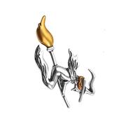 Ipetboom Witch Riding Broom Brooch Pin Vintage Alloy Women Breastpin Chic Party Banquet Costume Props Small Sweater Corsage Rhinestone Decor