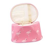 Ipetboom Womens Toiletry Bag Flamingo Pu Makeup Bag Light Weight Travel Cosmetic Case Brush Holder
