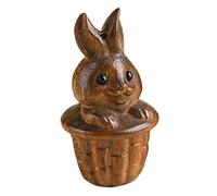 Ipetboom Wood Carving Pendant Small Rabbit Ornament for Boys and Girls Easter Bunny Figure Home Decor Handmade Diy Keychain