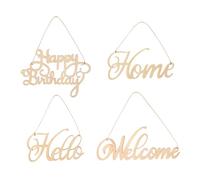 Ipetboom Wooden Carved Hollow English Letter Pendants for Home Decor Smooth Synthetic Plate Cutouts DIY Craft Hanging Ornaments Material for Decoration