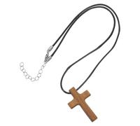 Ipetboom Wooden Cross Pendant Necklace for Men and Women - Natural Olive Wood Crucifix Jewelry, Religious Christian Wood Cross Necklace for Prayer, Church, Christmas