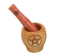 Ipetboom Wooden Garlic Masher with Ergonomic Pestle Manual Spice for Kitchen Tools for Garlic and Home Restaurant Use Unique Pentagram Design