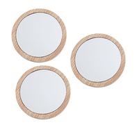 Ipetboom Wooden Handheld Makeup Mirror 3pcs, Small 7.2cm Portable Pocket Size Wood Makeup Mirrors for Women and Girls, Travel Cosmetic Vanity Accessories