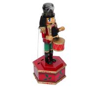 Ipetboom Wooden Nutcracker Musical Box Adorned with Painted Crafts Creative Xmas Decoration Adorable Drum Playing Soldier Figure for Holiday Party Prop and Gift