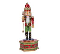 Ipetboom Wooden Nutcracker Musical Box with Xmas Melodies Hand Painted Nut Soldier Decoration for Desktop Stable Base Christmas Ornament and Party Favor