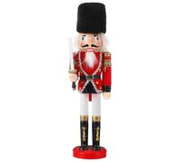Ipetboom Wooden Nutcracker Soldier Puppet Decor 29.5cm Walnut Soldier Crafts Desktop Ornament for ’s Room Bar Café Seasonal Decoration