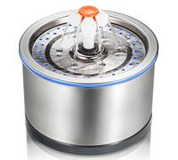 iPettie Cat Water Fountain Stainless Steel, 84oz/2.5L, 4-Stage Filtration, Ultra Quiet Metal Cat Water Fountain with LED Light & Filter for Pet, Kitty & Dog