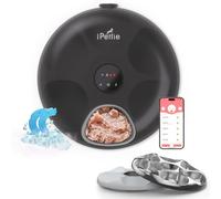 iPettie Donut Frost WiFi 6 Meal Automatic Wet Food Feeder with Ice Packs for Senior and Weak Pets, App Control Programmable Timer, Holds 6 x ½ lb. of Food, Black, Stainless Steel and PlasticTray
