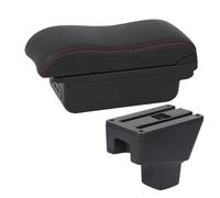 IPEVMLZ Armrest Box For SUZUKI SX4 Curved Surface Leather Car Storage Box(B1 Black red 3USB)