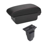 IPEVMLZ Cabrio Armrest Box Arm Elbow Rest Center Console Storage Case Accessories With Cup Holder USB Port For Peugeot 206 207 CC(C-Black red line)