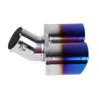 IPEVMLZ Car Exhaust Pipe Muffler Tail Pipe Outlet Nozzle End Universal Stainless Steel Square End 1 Change Two Double Out ID 63MM(Blue,Curved)