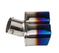 IPEVMLZ For Car Exhaust Pipe Muffler Tail Pipe Outlet Nozzle End For Universal Stainless Steel Square End 1 Change Two Double Toasted Blue(Curved)