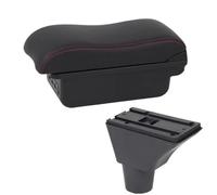 IPEVMLZ For FIAT For PANDA II Armrest Box Center Storage Box Interior Retrofit USB Charging Car Accessories(B1 Black red 3USB)