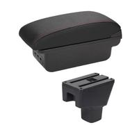 IPEVMLZ For Fiat For Sedici Armrest Box Central Store Content Storage Box Armrest Box With Cup Holder USB Interface(B1 Black red 3USB)