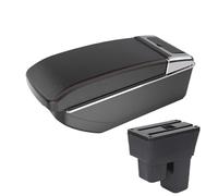 IPEVMLZ For Fit For Jazz 2 2008 2009 2010 2011 2012 2013 Armrest Box Arm Storage Box Car Accessories(B1 Black red NO USB)