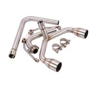IPEVMLZ For GROM MSX125 MSX 125 Slip On Motorcycle Double Exhaust Escape Moto Tube Modified Muffler Front Connection Mid Link Pipe(Silver)