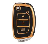 IPEVMLZ For Hyundai For Sonata Ix35 IX45 IX25 I10 I20 I30 HB20 Accessories Flip Folding Key 3Button TPU Car Case Cover(Black Gold)