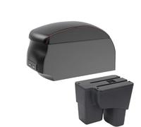 IPEVMLZ For Kia For Pegas Car Armrest Box Central Storage Box Interior Retrofit Parts With USB Car Accessories(A1 Black Red single)