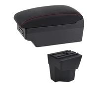 IPEVMLZ For KIA For Rio 5 2012 2013 2014 2015 2016 2017 2018 2019 Car Armrest Box Leather Arm Rest Center Console Storage Box(E1 Red Line)