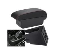 IPEVMLZ For Peugeot 107 Car Armrest Box Armrest Car Accessories Store Box Interior Central Armrest Box(B1 Black red 3USB)
