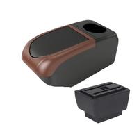 IPEVMLZ For S&koda For Fabia 3 Combi For Fabia 3 III 2015 2016 2017 2018 2019 2020 2021 Car Armrest Box Retrofit Parts Storage Box(B3 Brown frame 6USB)
