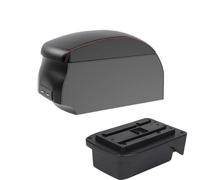 IPEVMLZ For TOYOTA For Verso EZ Armrest Box Center Centre Console Storage Box With Cup Holder Ashtray USB Interface(A1 Black Red single)