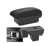 IPEVMLZ For VW For Polo 2020 2020 2022 2023 2024 Car Armrest Retrofit Storage Box Retrofit Parts Car Accessories(C1 Black red NO USB)