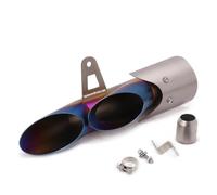 IPEVMLZ Motorcycle Dual Two Three Outlet Exhaust Muffler Kit Tail Pipe For Y&amaha YZF R6 Etc Carbon Fiber Texture Modification Accessories(Half blue,Two holes)